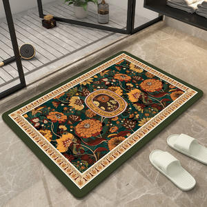 Tapis de bain rectangulaire rétro à motif floral en terre de diatomée absorbante et antidérapante pour salle de bain - Product Image 4