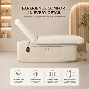 Lettino da Massaggio Elettrico Professionale per Salone di Bellezza con 1-4 Motori, Maggiore Capacità di Carico, Schienale Regolabile, Moderno Lettino per Trattamenti Viso e Spa - Product Image 6