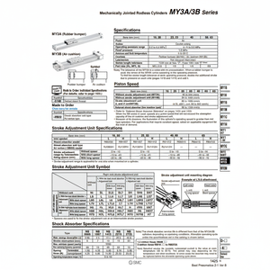 Pièces pneumatiques mécaniquement articulées de cylindre sans tige de MY3B40-750 pneumatique de SMC - Product Image 1