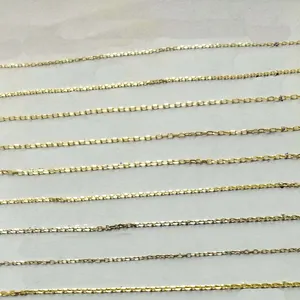 Toptan AU375 sarı 9K bağlantı kablosu zinciri elmas kesim 9ct katı altın zincir takı yapımı için rulo