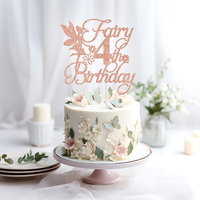 Fee 4. Geburtstags torte Topper Girls Vierte Geburtstags feier Dekorationen Alles Gute zum Geburtstag Kuchen Dekor für Baby Shower Party