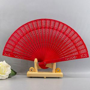 Abanico Plegable de Madera Multicolor, Abanicos de Bambú Tallados Vintage para Bodas, Fiestas de Cumpleaños, Artículos Promocionales para Fiestas - Product Image 3