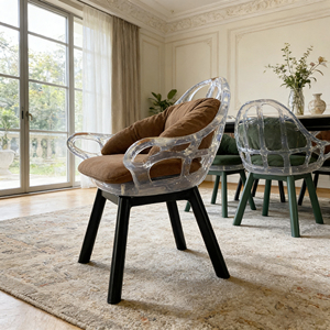 Silla Moderna <span class=keywords><strong>de</strong></span> <span class=keywords><strong>Resina</strong></span> Transparente <span class=keywords><strong>de</strong></span> Lujo con Diseño Ergonómico y Cojín Suave para Espacios Domésticos Elegantes - Product Image 5
