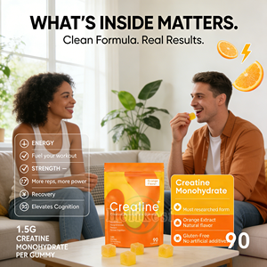 Gomitas <span class=keywords><strong>de</strong></span> Creatina Monohidrato OEM para Hombres y Mujeres, 1500 mg <span class=keywords><strong>de</strong></span> Creatina, Suplemento para Ganancia Muscular, Fuerza y Recuperación Rápida, Sabor Naranja - Product Image 2