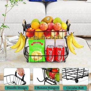 Hot Selling Detachable Metal <strong>Table</strong> 2-tier Countertop Fruit Vegetables <strong>Basket</strong> Hotel Fruit <strong>Baskets</strong> for Kitchen - Product Image 2