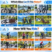 Kit Moteur Central 250W 350W 500W 750W 1000W 36V 48V 52V pour Conversion Vélo Électrique VTT Stock UE US