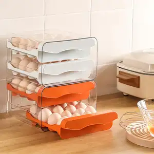 冷蔵庫卵ディスペンサー収納ボックス透明プラスチック32グリッド卵引き出しタイプキッチン卵容器