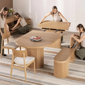 Mesa de <span class=keywords><strong>comedor</strong></span> ovalada transformable con marco de madera de diseño moderno y color personalizable para <span class=keywords><strong>comedor</strong></span> - Product Image 2