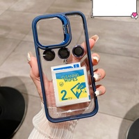 Couverture transparente pour iPhone 17 16 15 14 13 12 Pro Max support en métal pliant lentille en verre caméra protecteur support INS coque de téléphone