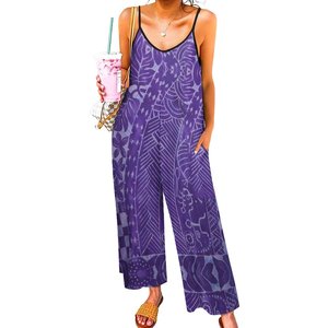 Tute allentate da donna di Design tribale <span class=keywords><strong>Elei</strong></span> polinesiano con bretelle Casual personalizzate con stampa Fitness a gamba larga inverno tutine in tessuto 6XL - Product Image 4