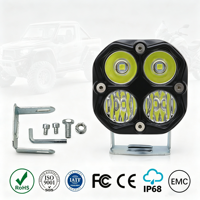 JHS Focos Luces Auxiliares de Conducción Todoterreno, Luces de Trabajo de 3 Pulgadas y 40W, Cuadradas, LED, para Motocicleta, Camioneta, SUV, UTV