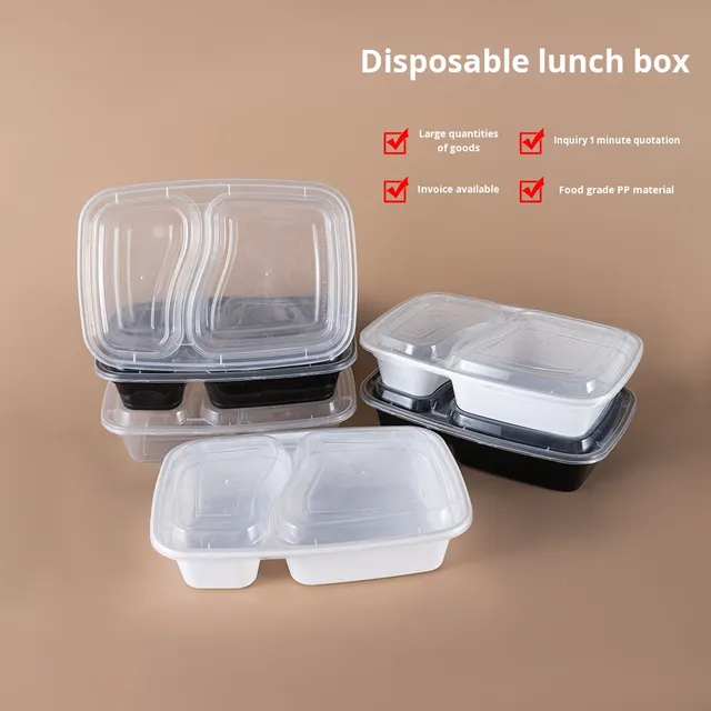 Disposable Rectangular Microwave-Safe Commercial Takeaway Containers - Food-Grade PP Plastic Packaging Boxes