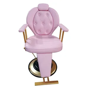 Luxury Beauty Hair Salon Furniture Pink Styling Chair Reclining Hairdressing Barber Chairs For Sales