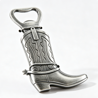 Abridor de Botellas con Forma de Bota de Vaquero Moderna Plateada, Figura de Aleación de Zinc Fundida a Presión, Decoración para el Hogar, Tema Antiguo