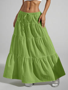 Fitspi nuovo arrivo Maxi gonna <span class=keywords><strong>bianca</strong></span> da donna cravatta posteriore ampia gonna altalena europea elegante ampia gonna lunga estiva da <span class=keywords><strong>spiaggia</strong></span> Boho Ch - Product Image 6