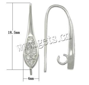 Wholesale 925 Sterling Silver <strong>Earring</strong> <strong>Hooks</strong> for Women with Cubic Zirconia 18.5x4mm 1mm Hole: 2mm - Product Image 4