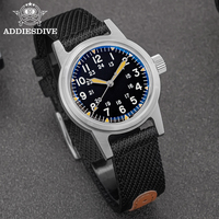 Montre automatique vintage de pilote, mouvement NH35A, lumineuse, étanche 200M, bracelet en nylon, montre de plongée, vente en gros par petites séries