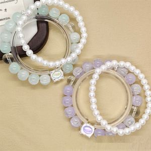 Double Circle Crystal Glaze <b>Beaded</b> <b>Bracelet</b> Jewelry Sweet Charm Beads <b>Bracelet</b> Fantasy Popcorn Cracked Crystal Beads <b>Bracelet</b> - Product Image 3