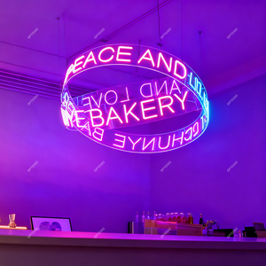 Livraison rapide 360 <span class=keywords><strong>Arc</strong></span> personnalisé plafond signe rond cercle pas de quantité minimale de commande fête boutique bâtiment décoratif Flexible néon signe - Product Image 3