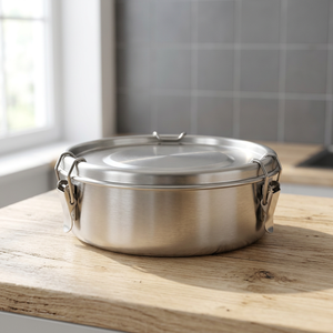 304 Stainless Steel Storage Boxes <b>Round</b> Bento Lunch <b>Box</b> <b>Round</b> Food Container - Product Image 1