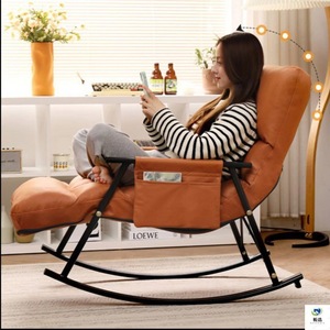 Fauteuil à bascule pour adulte, fauteuil inclinable avec structure métallique et rembourrage en mousse, chaise de balcon, chaise de détente à domicile, canapé simple - Product Image 4