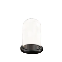 Cloche en verre de style européen avec base en bois pour la décoration intérieure, la promotion et les expositions, à ouverture facile