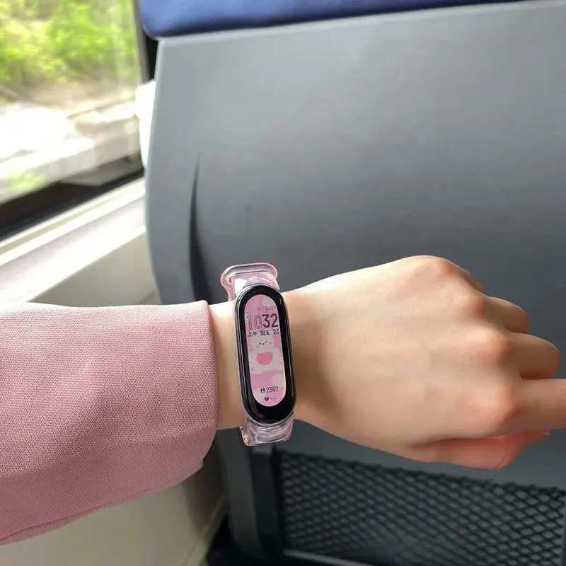 Fashion jelly transparent color changing Xiaomi sports silicone strap is suitable for xiaomi3 4 5 6 7