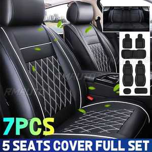 7 pièces Housses de siège de voiture universelles en cuir PU, pour toutes saisons, avant et arrière, coussin de protection pour siège auto - Product Image 1