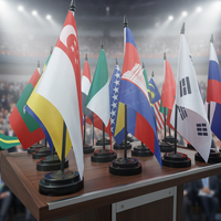 Pabrik Bendera Kustom Kantor Bendera Nasional Bendera Meja Negara Bendera Meja Plastik ABS Tiang Bendera Kain Poliester OEM