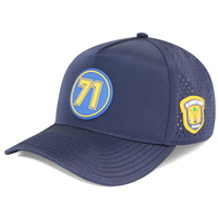 Casquette de baseball imperméable à 5 panneaux HS41, vente en gros d'usine, avec patch PVC personnalisé, perforations laser, pour activités de plein air, golf et cyclisme