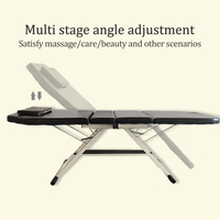 Lit de Cils Pliant en 3 Luxueux et Moderne, Table de Beauté Rose et Noire pour Extension de Cils, Salon de Spa, pour Salon, en Métal