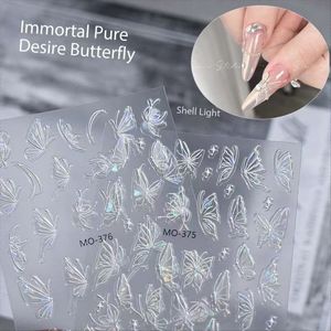 Pegatinas de Uñas de Gel de Lujo, Nuevas, Brillantes, Coloridas, con Mariposas en 3D, Adhesivas, Semi-Curadas, Decoraciones de Plástico en Oferta - Product Image 5