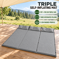 Matelas de camping auto-gonflant pliable pour 3 personnes avec oreiller, grand tapis de couchage 3cm 5cm, matelas gonflable d'extérieur