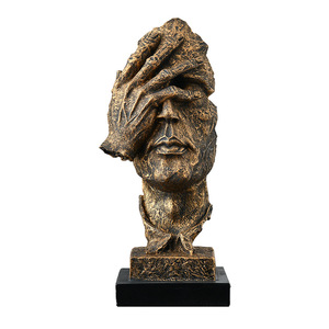 Sculpture en résine abstraite Qi Hang, homme à moitié visage, ornement artistique, décoration d'intérieur - Product Image 5