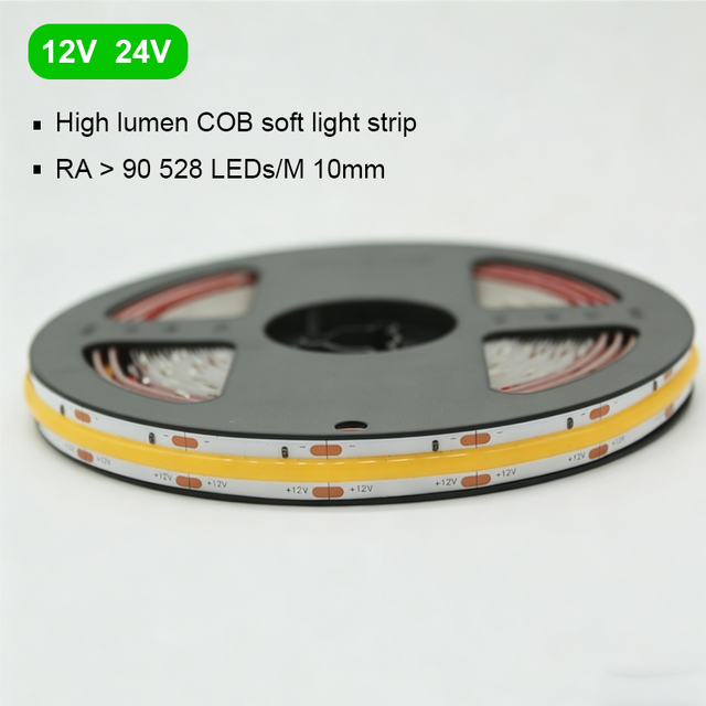 High Density 528 LEDs 12V 24V RGB COB LED Strip Light 14W High Power CRI 90 IP44 for Office Hotel Home Decoration Use Type C