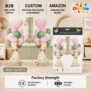 Set de Globos de Número de Dibujos Animados de Ganso Blanco al por Mayor, Kit de Globos de Mylar Personalizados con Temática de Animales Lindos para Fiestas de Cumpleaños Infantiles y Decoración del Hogar - Product Image 1