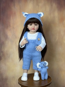 Adorable poupée reborn en silicone de 55 cm de la marque YOSI <span class=keywords><strong>pour</strong></span> filles, avec perruque amovible, plusieurs coiffures, jeu éducatif - Product Image 4