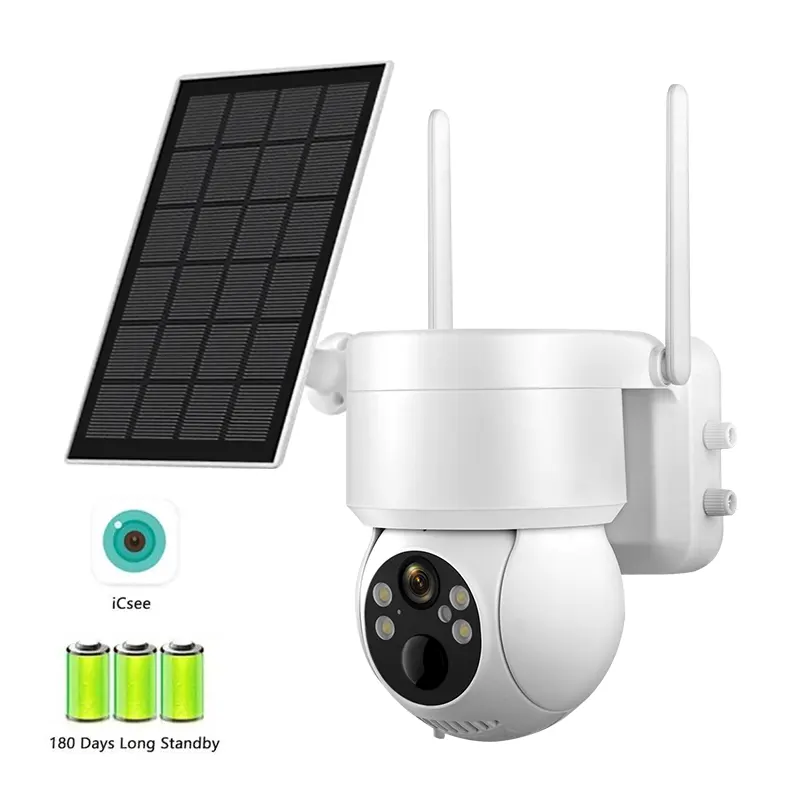 Outdoor waterproof battery powered solar panel wireless PTZ cam HD full color night vision cctv smart wifi ptz solar camera