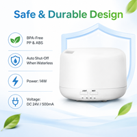 Diffuseur d'arômes blanc sans BPA de 500 ml, humidificateur à huile essentielle, brume fraîche, LED 7 couleurs, arrêt automatique, minuterie 1H/3H/6H, maison, bureau, spa