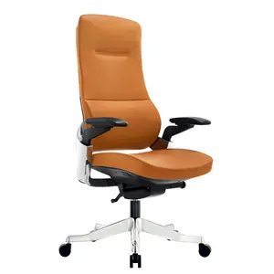 Hot sale 2023 ergonomic office chair pu castor cowhide leather for office promotional office chair