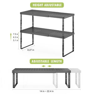 Organizzatore Espandibile <span class=keywords><strong>per</strong></span> Armadio con Altezza Regolabile, Scaffale Impilabile <span class=keywords><strong>per</strong></span> Piano di Lavoro <span class=keywords><strong>Cucina</strong></span>, Rialzo Regolabile <span class=keywords><strong>per</strong></span> Ripiani - Product Image 3