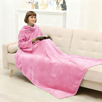 Couverture à manches en flanelle unie, chaude et confortable, pour la maison