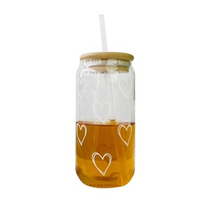Gobelet en <span class=keywords><strong>verre</strong></span> transparent en borosilicate de 500 ml, grande capacité, <span class=keywords><strong>avec</strong></span> <span class=keywords><strong>paille</strong></span>, pour thé au lait et café, ouverture facile, design mignon - Product Image 1