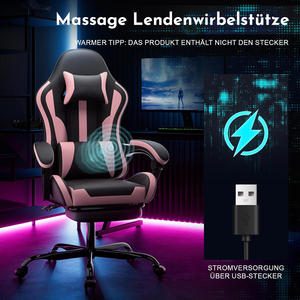 Sillón giratorio <span class=keywords><strong>rosa</strong></span> de alta calidad para mujer, cómodo sillón de ordenador para juegos, oficina moderna, ergonómico, reclinable, silla para juegos de PU para adultos - Product Image 6