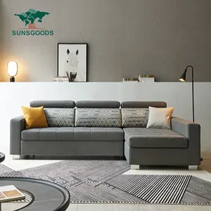 Modern 3 Seater Foldable Sleeper Fabric Linen Sofa Bed Convertible L Shape Storage Cama Cum Bed Sofa Seat Sofa