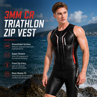 Gilet de Nage Homme 3mm Sans Manches Zippé en Néoprène pour Triathlon – Haut Fluide, Flottabilité et Chaleur