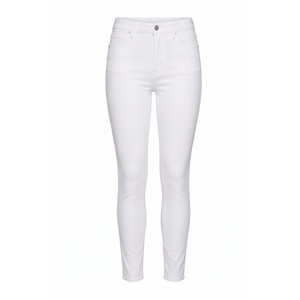 <b>High</b> <b>Waist</b> <b>White</b> Skinny <b>Jeans</b> Full Length Denim Women's Casual Style Solid Color Button Closure Summer Wear Stonewashed Vintage - Product Image 1