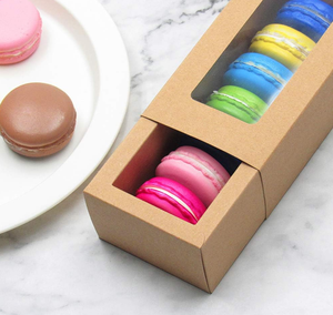 Коричневые крафт-коробки для макарон с прозрачным окном, небольшой контейнер для выпечки, упаковочный контейнер с УФ-покрытием и тиснением, тип папки для макарон - Product Image 4