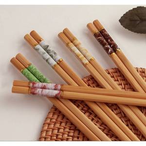 Palillos de Bambú Moso con Patrón de Mármol, Antideslizantes, Naturales, Reutilizables, Utensilios para el Hogar - Product Image 1