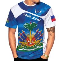 Produits personnalisés en dropshipping, t-shirt imprimé sur commande avec le drapeau haïtien, t-shirt à manches courtes extensible surdimensionné